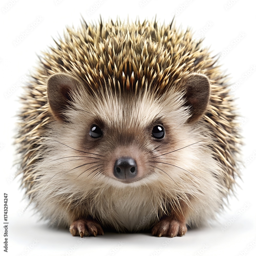 Naklejka premium Adorable Hedgehog with Spiky Fur and Dark Eyes animal