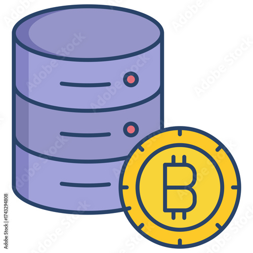 bitcoin server linear color icon design