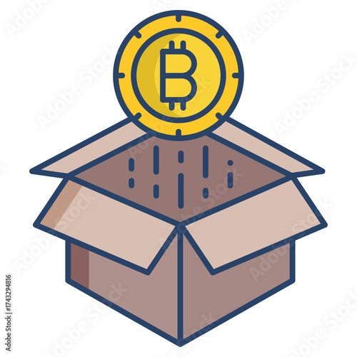 bitcoin box linear color icon design