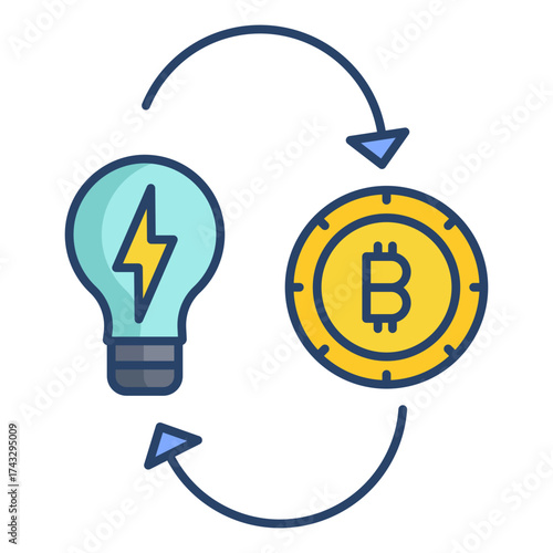 bitcoin idea linear color icon design