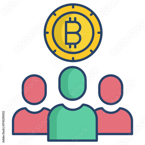 bitcoin investors linear color icon design