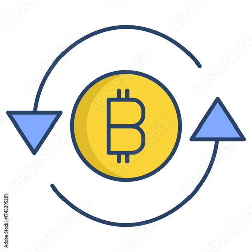 bitcoin sync linear color icon design