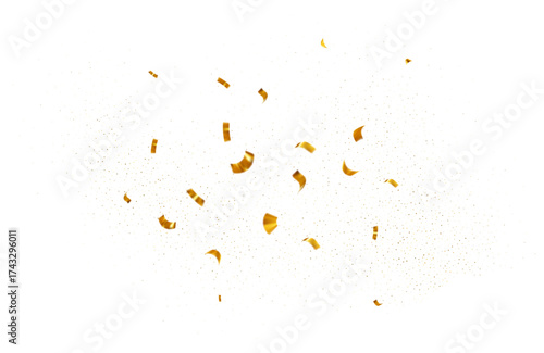 Gold particle confetti with shine. Glitter dot dust. Dynamic golden small particles flow with shine effect. Vector design elements for Christmas, carnival party, holiday event