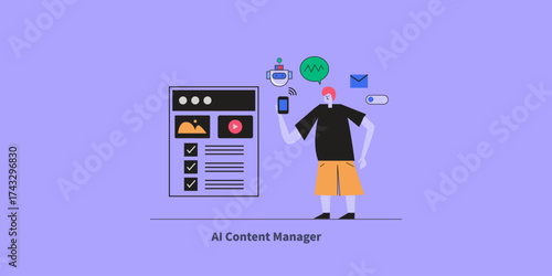Professional using ai driven content management tool via mobile device, connected with WIFI connection and guided by virtual assistant.
