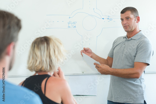 driving lecture on white board