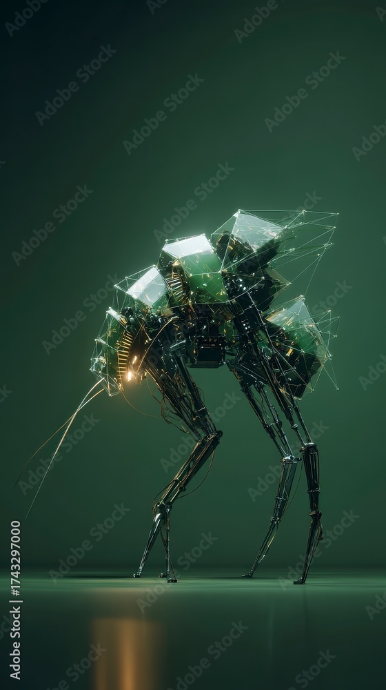 Fototapeta premium Futuristic Robot Insect with Geometric Design Elements