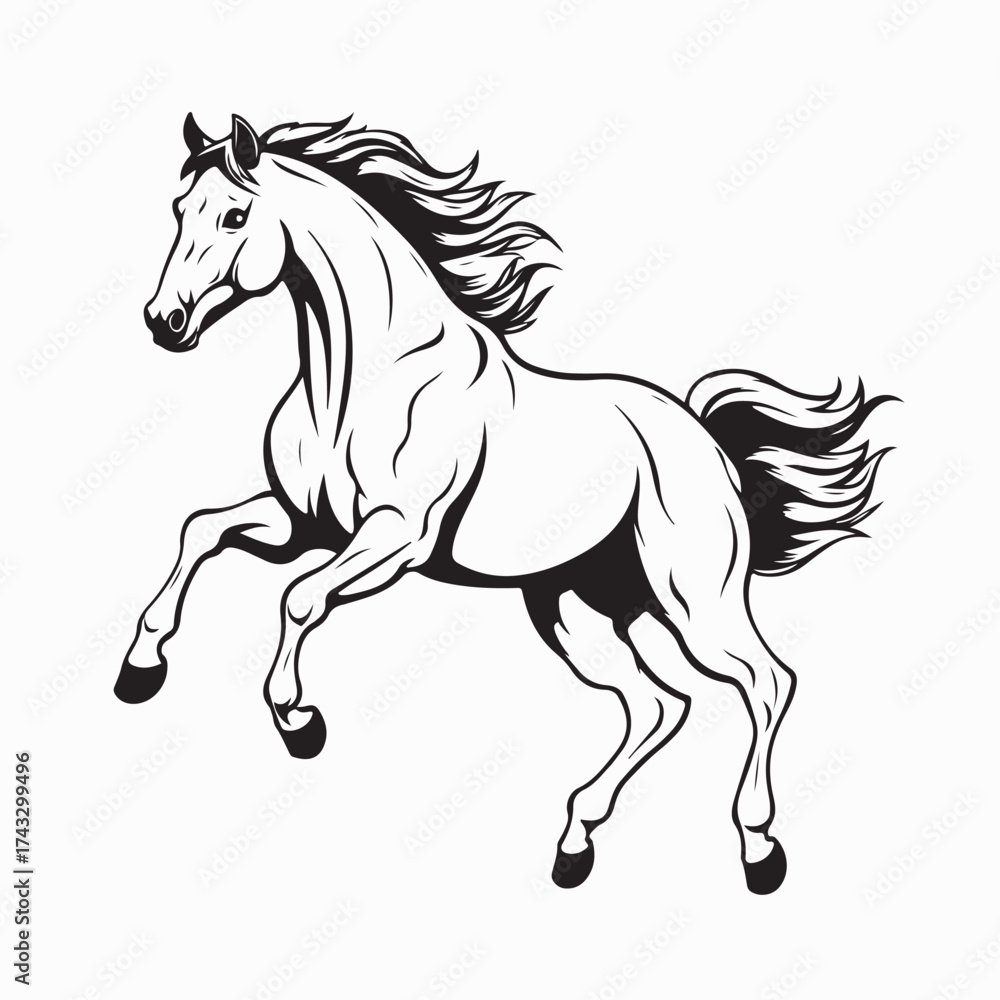 Obraz premium Galloping Horse Standing Excited Vector Illustration Energetic Wild Animal Art