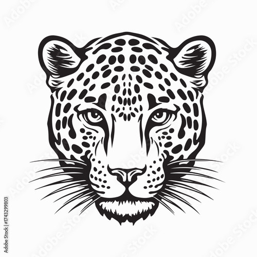 Leopard Head Vector Illustration Wild Cat Animal Design on white background