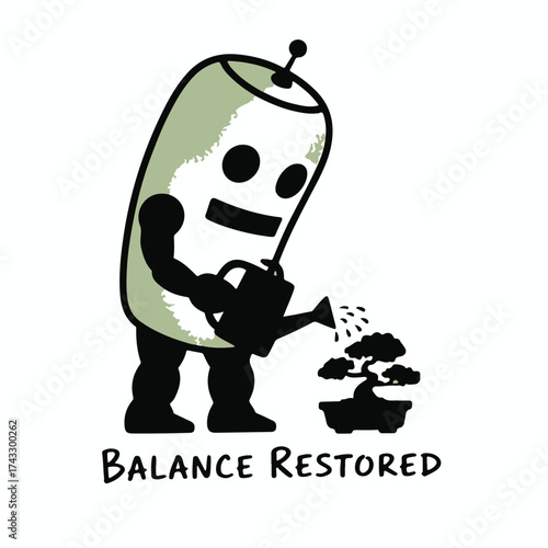 Funny cartoon characters of android zombie and robot in a colorful vector illustration