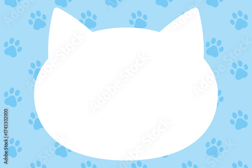 猫のかわいいフレームイラスト（ブルー）