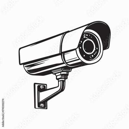 Monochrome Vector Design of CCTV Security Surveillance Camera in Black and White
