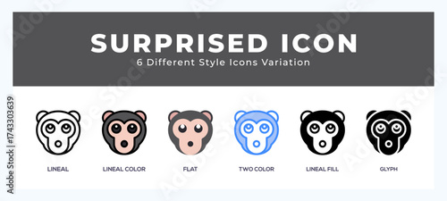 Surprised monkey icon set. vector illustration.