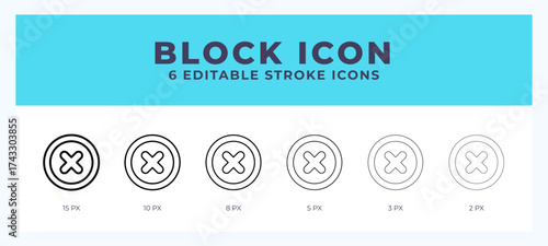 Block icon vector illustration. With editable stroke for web. App and more.