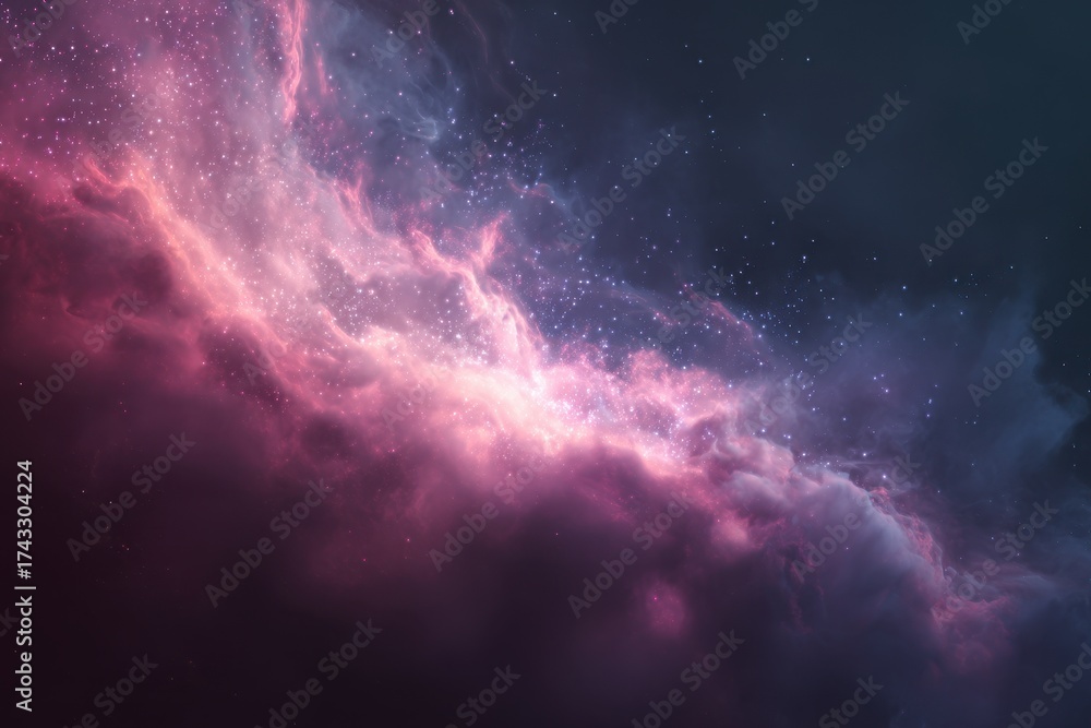 Fototapeta premium Ethereal Cosmic River of Glowing Pink and Violet Gas.