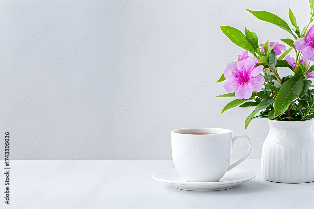 Obraz premium cup of coffee with flowers