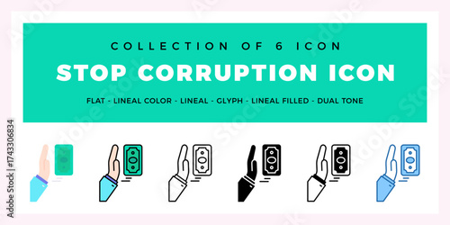 Pack of 6 Vector Stop Corruption icon