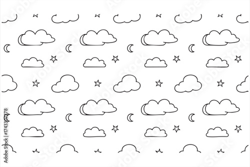Dreamy bedtime vector design featuring moon and star night pattern