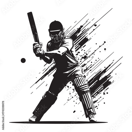 Silhouettes of cricket player batsman logo vector silhouette, playing cricket logo icon design vector, cricket player logo playing short, silhouette of cricket player on an isolated white background.