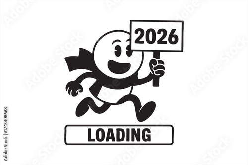 Upcoming 2026 holiday vector design showing loading and anticipation theme