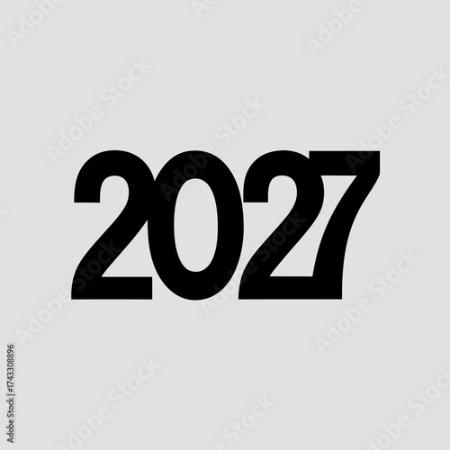 Bold black numbers 2027 on a light gray background year numeral