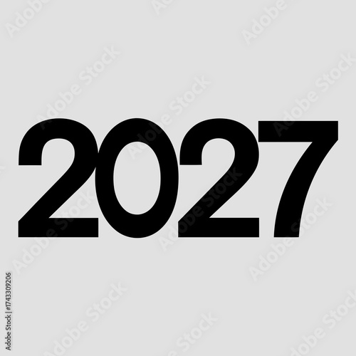 Bold black numeral 2027 displayed horizontally against a light gray background year future
