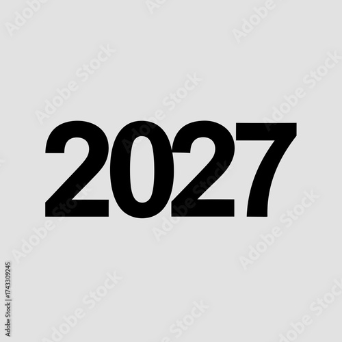 Simple black numeral 2027 in a prominent sans-serif font on a plain light gray background year future