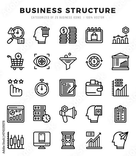 Simple Set of Business Structure Related Vector Lineal Icons.