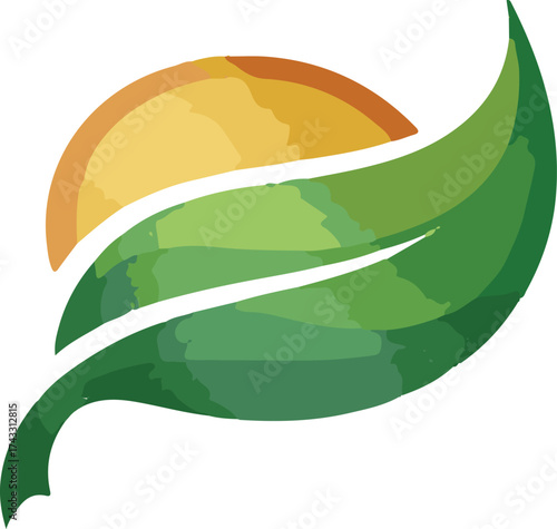 Abstract green vector illustration with light curves and leaf pattern for eco-friendly design or natural business concept template