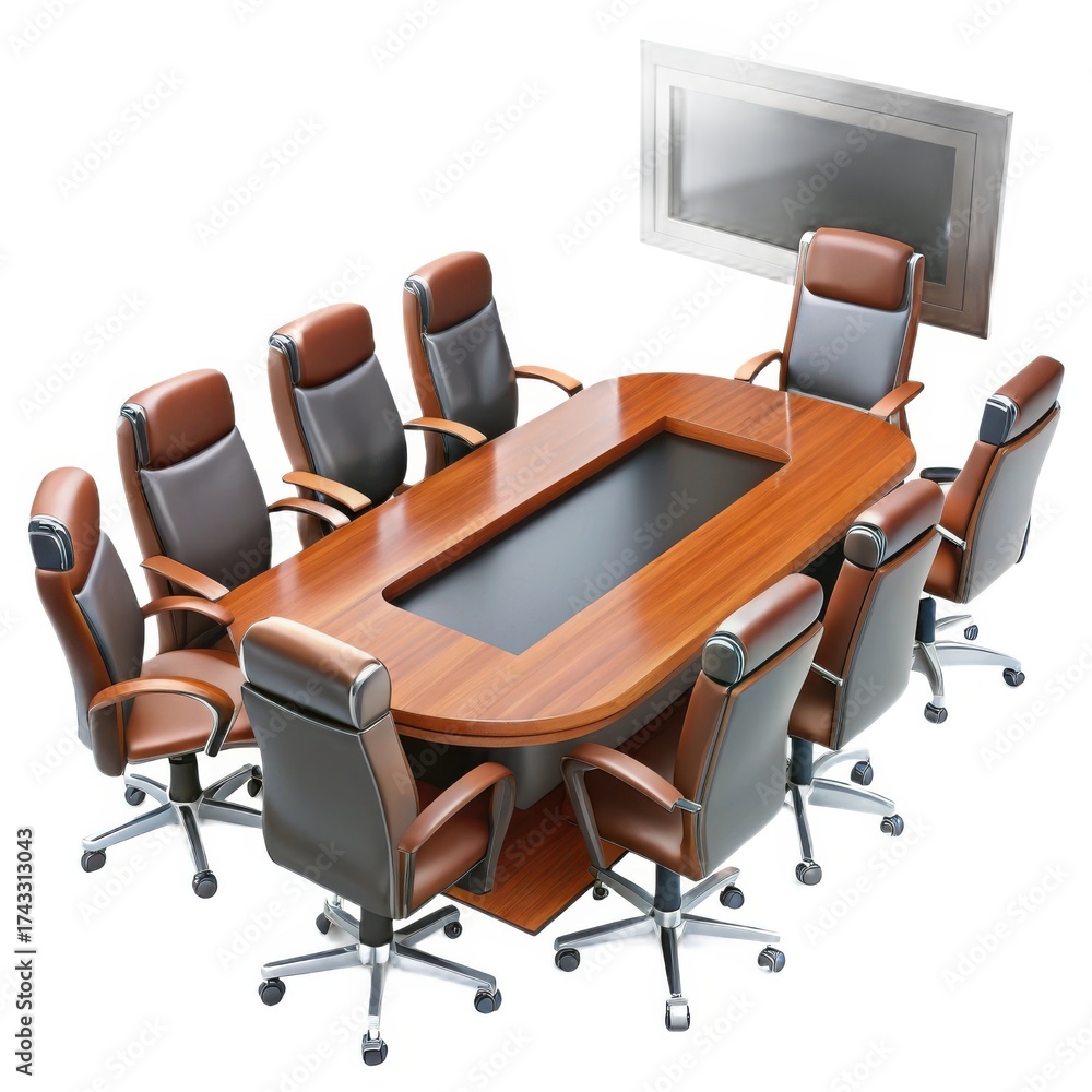 Fototapeta premium 3d executive conference room table with swivel chairs
