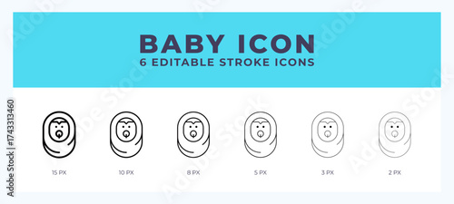 Baby icon. Regular line. Thin line. Bold line. Vector illustration.