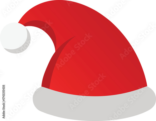 Red Santa hat with white trim and pompom christmas