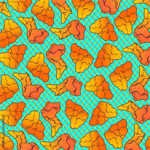 Fried chicken pattern background. Fried chicken seamless pattern background. Fast food fried chicken illustration. Fried chicken wing and chest pattern. Fast food vector illustration. 