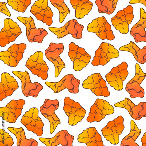 Fried chicken pattern background. Fried chicken seamless pattern background. Fast food fried chicken illustration. Fried chicken wing and chest pattern. Fast food vector illustration. 
