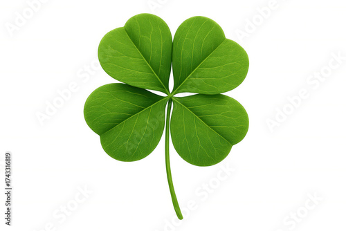 Four leaf clover representing luck and good fortune, symbol of hope and prosperity isolated on transparent background