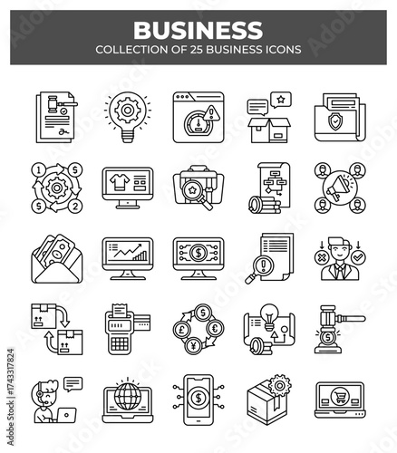 Collection of 25 Business Icons: Marketing. Finance. and Management