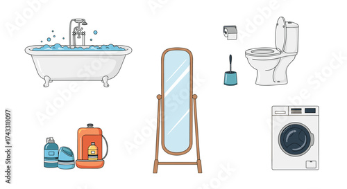 A collection of bathroom essentials and appliances for modern homes.
