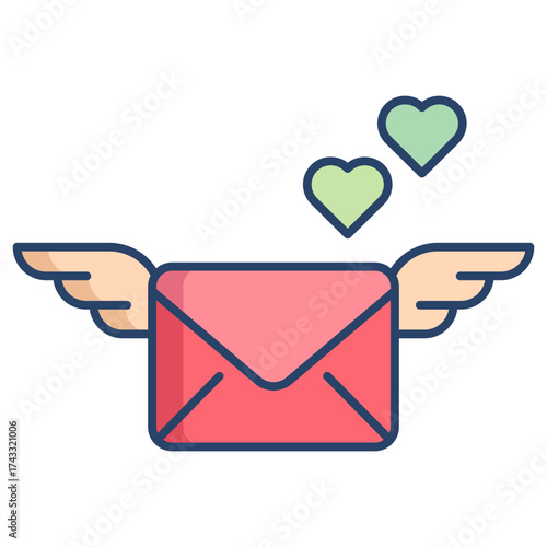 email fly wings  linear color icon design