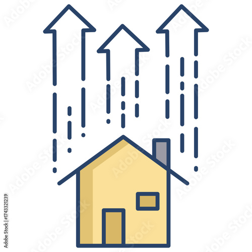home valuation up linear color icon design
