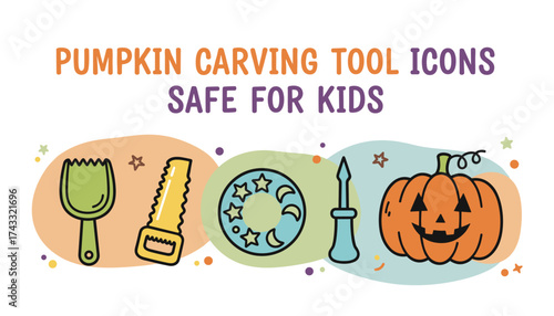 Safe pumpkin carving tools and jackolantern for kids Halloween craft fun
