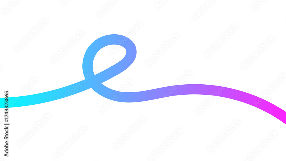 Fototapeta premium Minimal colorful gradient wave ribbon design. Abstract flowing line with loop and smooth curve art illustration design