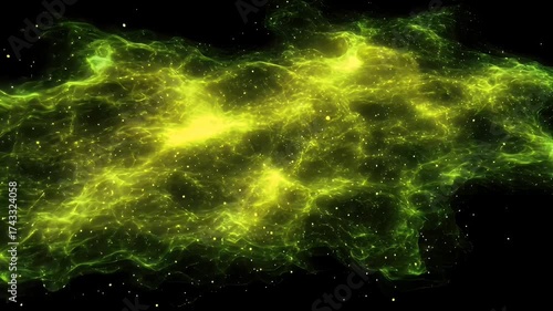 Vibrant Green Galaxy Nebula with Sparkling Stars Floating in a Dark Cosmic Space