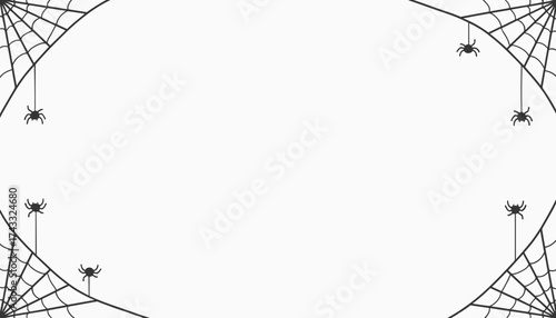 Halloween spider web and spiders on white background spooky frame for text or design elements
