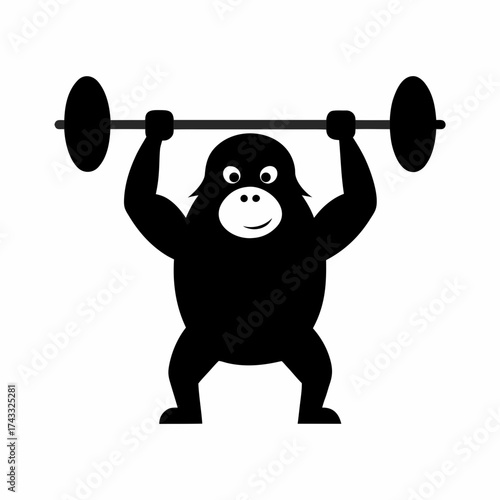 a strong gorilla lifting a barbell  cartoon style 