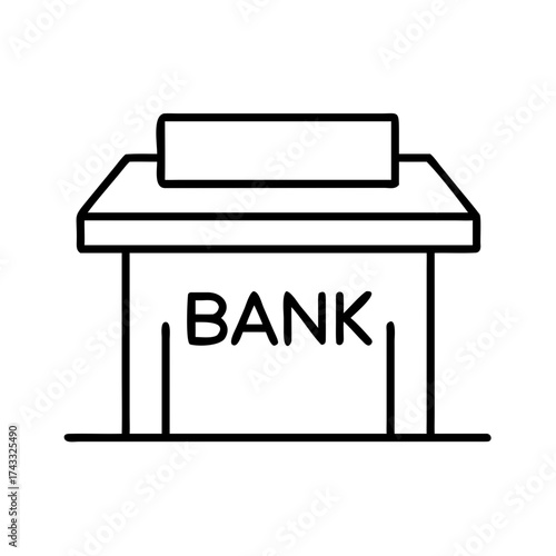 Bank building illustration in minimalist design style  