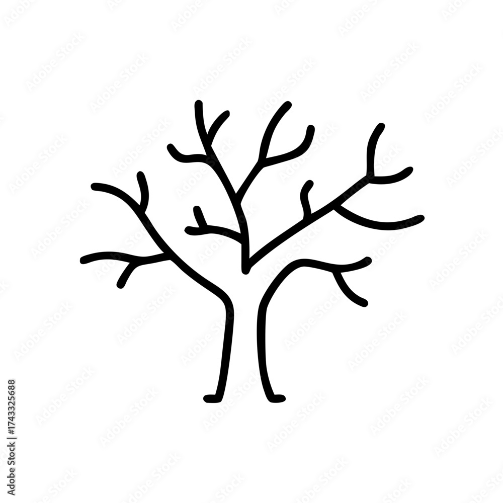 Naklejka premium Outline of a bare tree without leaves on a white background