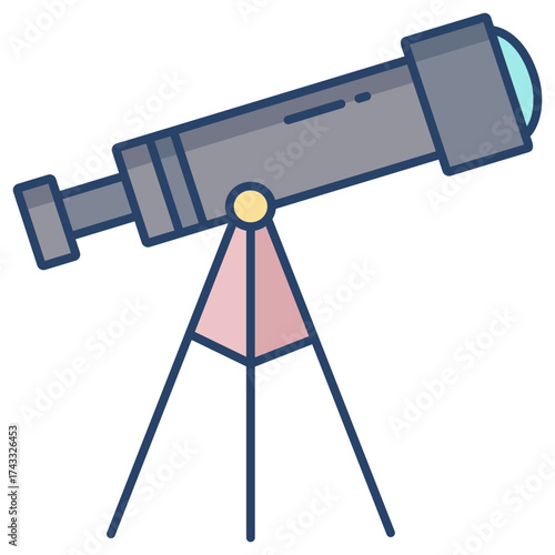 telescope linear color icon design