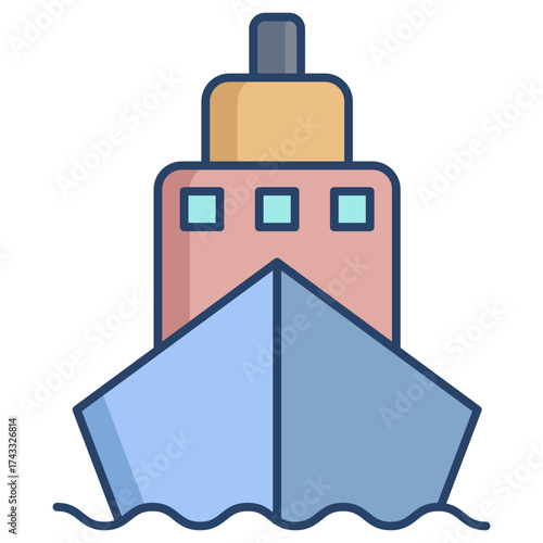 ship linear color icon design