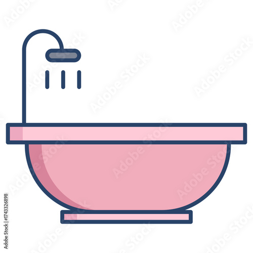 bath tub linear color icon design