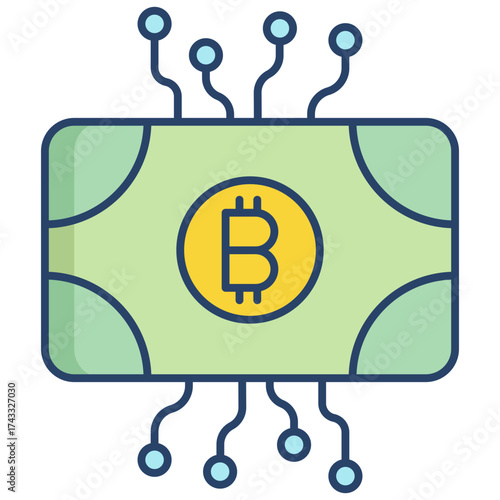 bitcoin currency linear color icon design