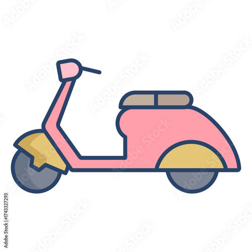 scooter linear color icon design
